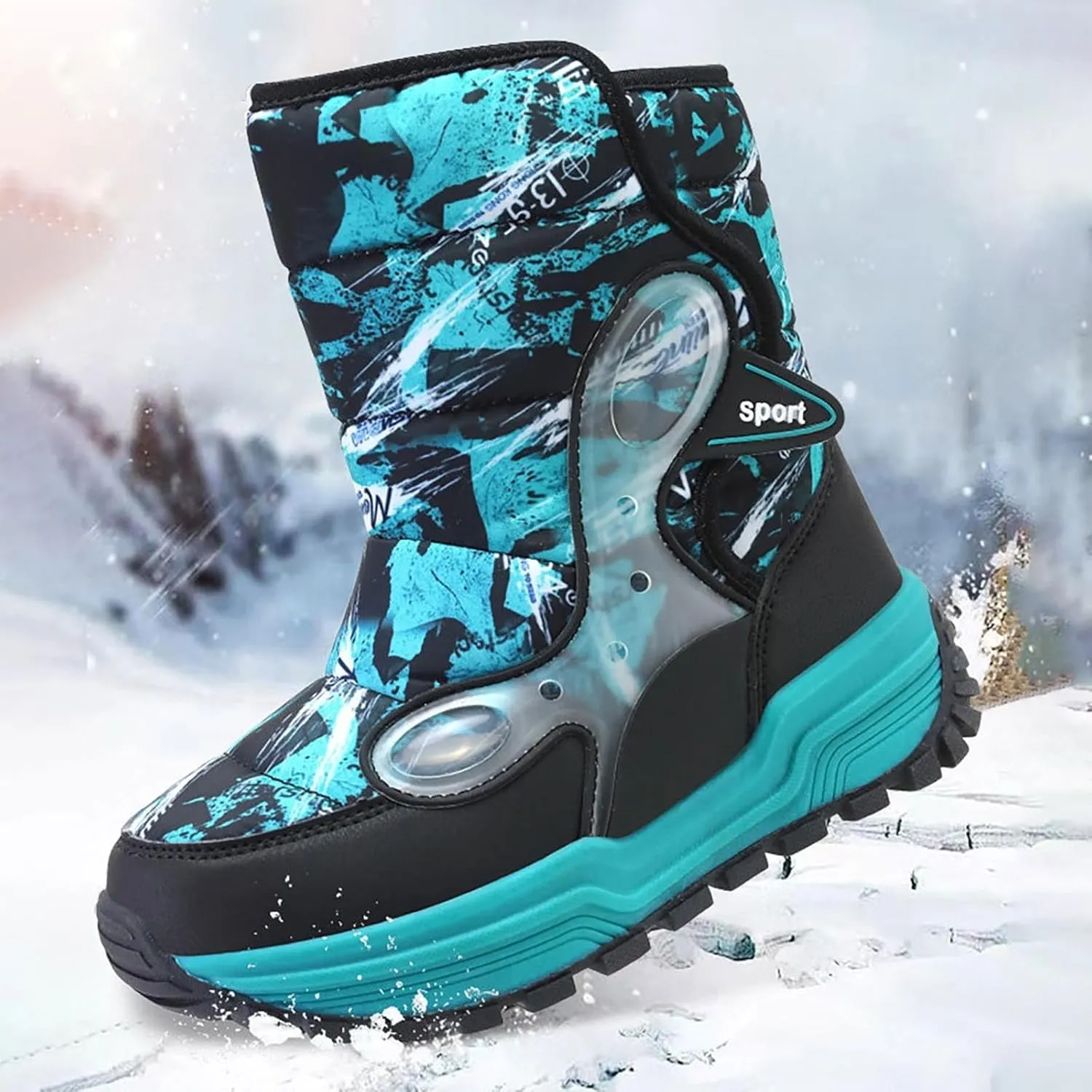 4‐14 Years Girls Boots Size 2 Big Kid Boys Cotton Shoes Slip 𝗥esistant Walking Boots Winter Warm 𝐖aterproof Snow Boots