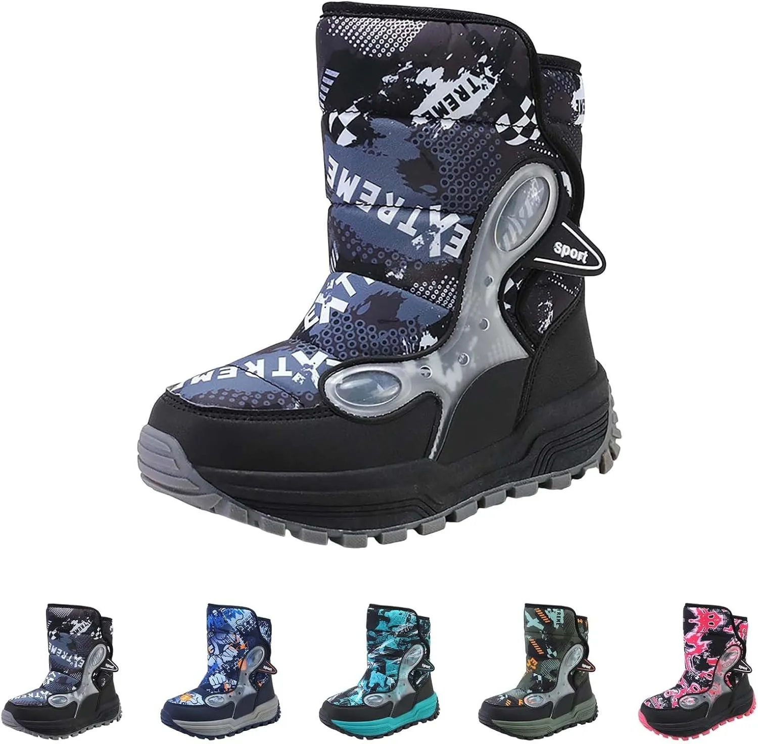 4‐14 Years Girls Boots Size 2 Big Kid Boys Cotton Shoes Slip 𝗥esistant Walking Boots Winter Warm 𝐖aterproof Snow Boots