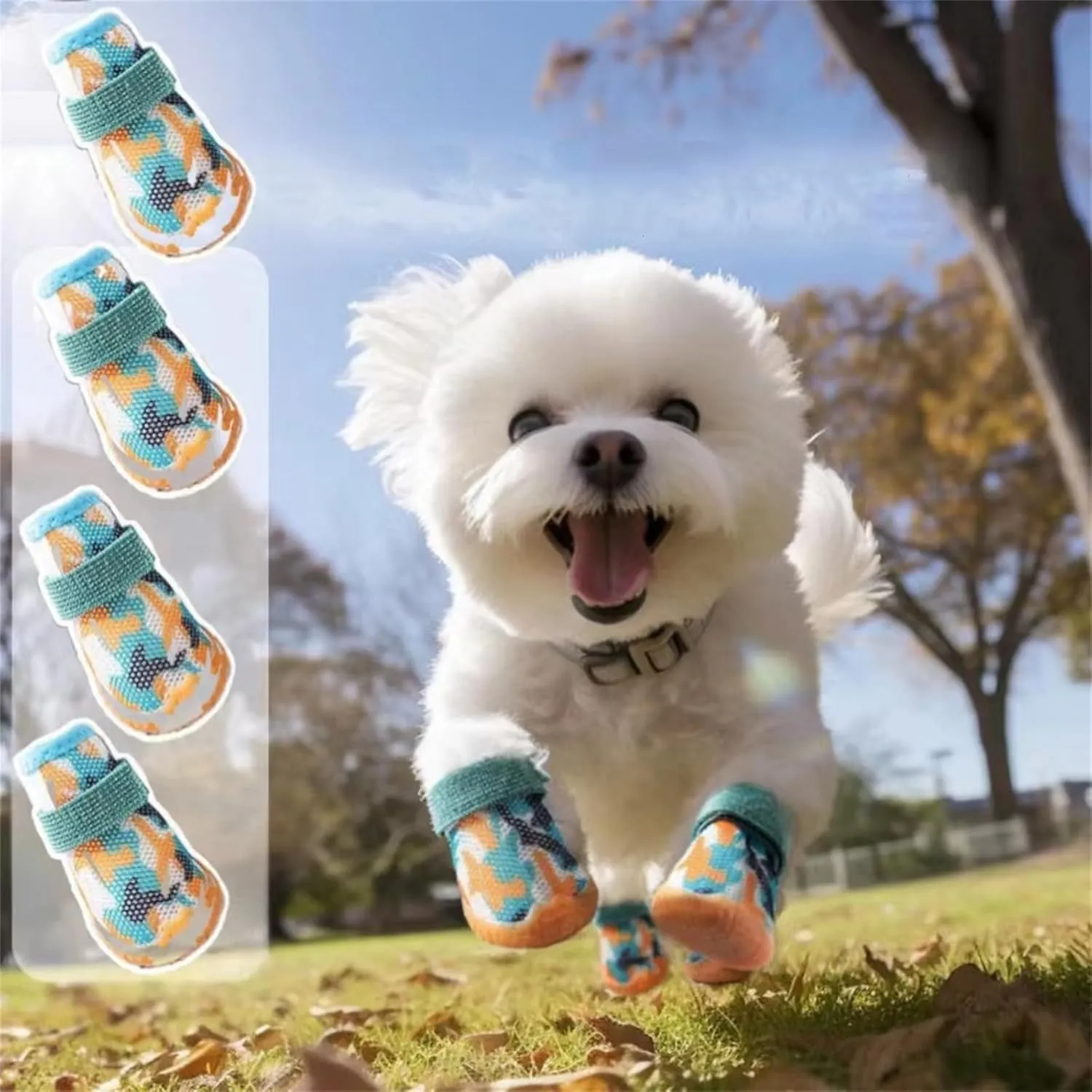 4Pcs Waterproof Dog Boots Dog Shoes for Snow and Rain Teddy Pomeranian Bichon Middle and Small Dogs (Size 2)