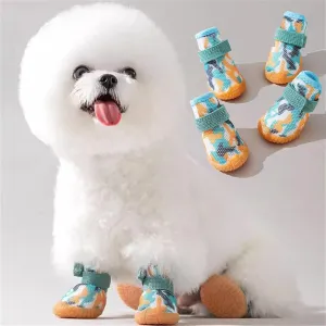 4Pcs Waterproof Dog Boots Dog Shoes for Snow and Rain Teddy Pomeranian Bichon Middle and Small Dogs (Size 2)