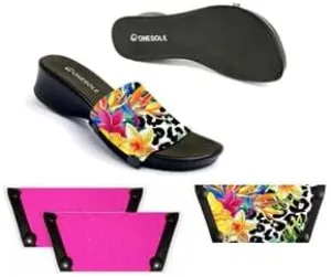 A Black Leisure Floral Leopard wedge Sandals Set, Two Interchangeable tops, Tops for women's wedge Sandals with Travel Bag
