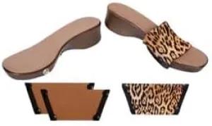 A Blurry Leopard Cafe Leisure wedge Sandals Set, Two Interchangeable tops, Tops for women's wedge Sandals with Travel Bag