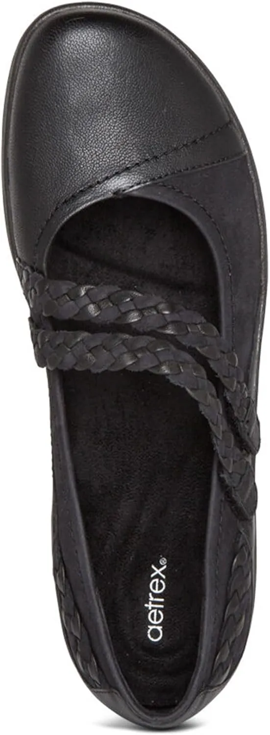 Aetrex Annie Orthopedic Slip-On Mary Jane Shoes Women - Cozy and Comfy Leather Mary Janes for Women Arch Support Insoles Perfect Addition to Any Outfit