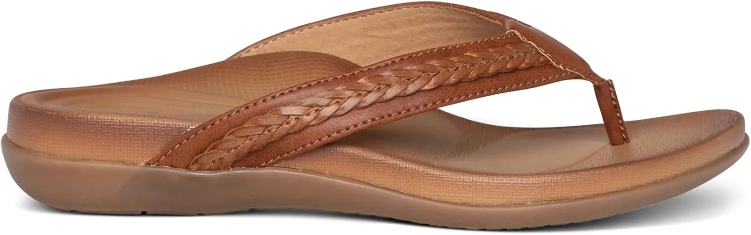 Aetrex Women's Emmy Orthopedic Braided Thong Sandals - Lightweight Orthotic Sandals with Arch Support