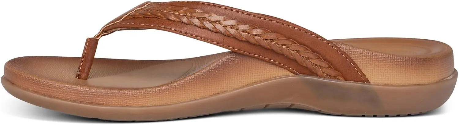 Aetrex Women's Emmy Orthopedic Braided Thong Sandals - Lightweight Orthotic Sandals with Arch Support