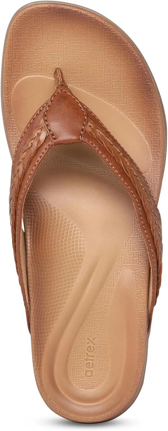 Aetrex Women's Emmy Orthopedic Braided Thong Sandals - Lightweight Orthotic Sandals with Arch Support
