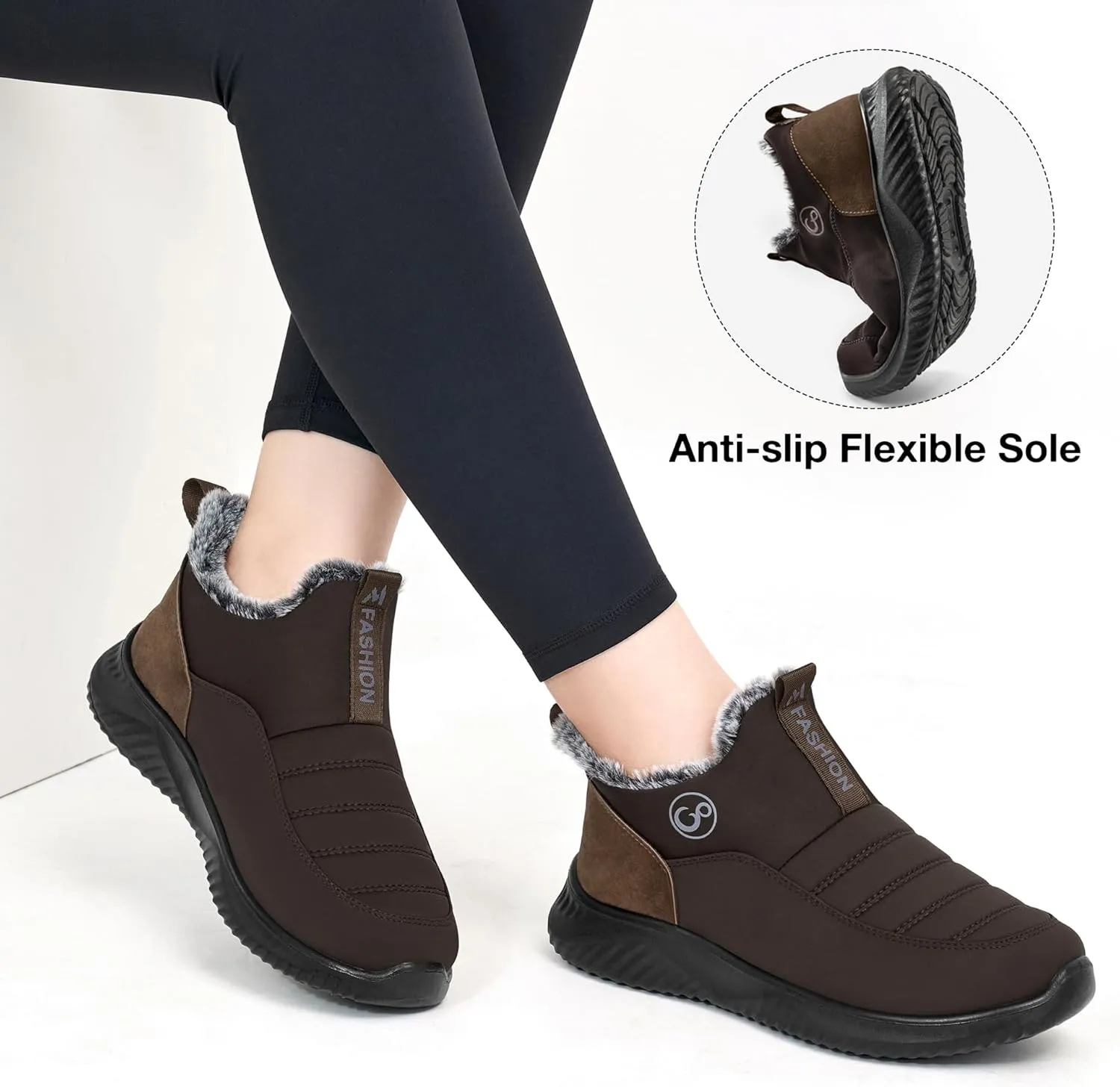 Alicegana Womens Snow Boots Winter Shoes Warm Fur Lined Ankle Booties Slip On Waterproof Boots Non Slip Women Boot