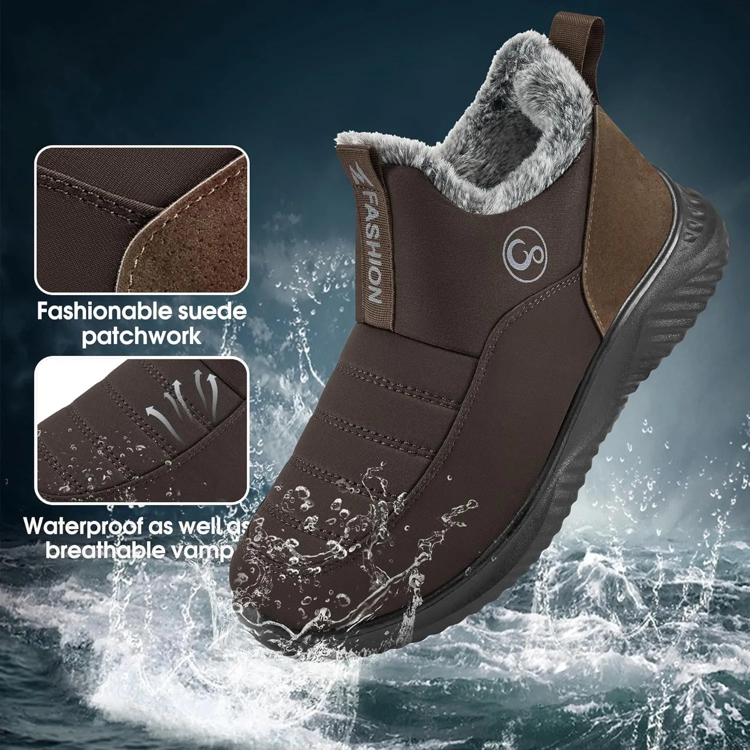 Alicegana Womens Snow Boots Winter Shoes Warm Fur Lined Ankle Booties Slip On Waterproof Boots Non Slip Women Boot