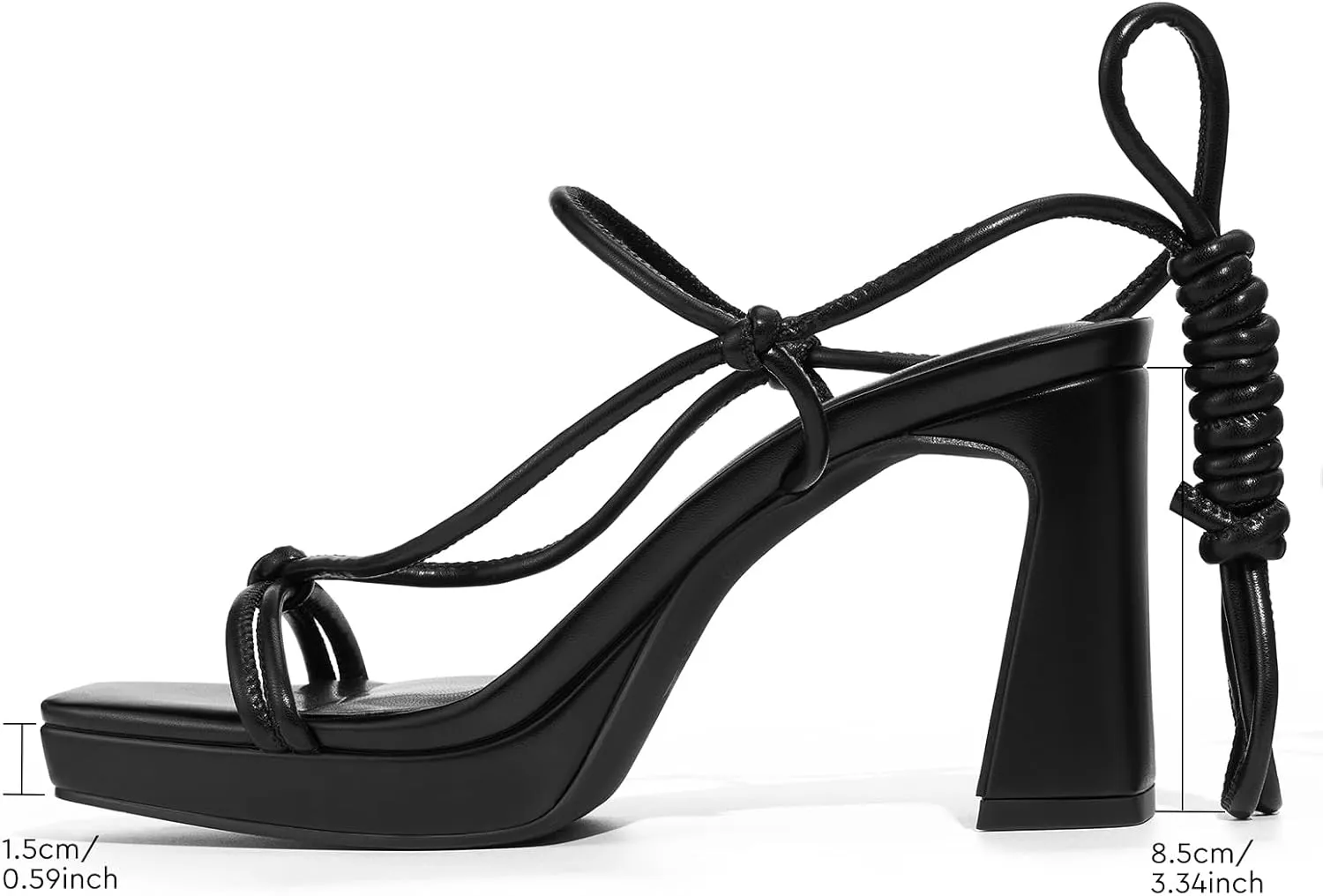 ALICEPUB Women's Chunky Block Heels Strappy Heels Square Open Toe Heeled Sandals Short Heels Comfortable Dressy Shoes Wedding Bridal Party
