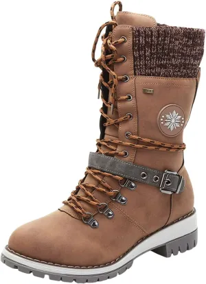 AMDBEL Wide Calf Boots for Women Low Heel Womens Fall Boots 2024 Fashion Lace Up Boots Winter Ankle Booties Ladies Shoes
