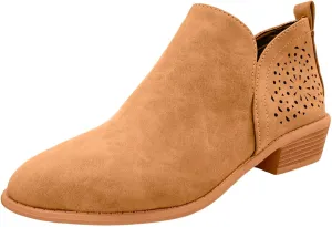 AMDBEL Winter Boots for Women 2024 Ankle Booties Low Heel Short Boots Chelsea Boots Hollow Out Pointd Toe Fall Winter Shoes
