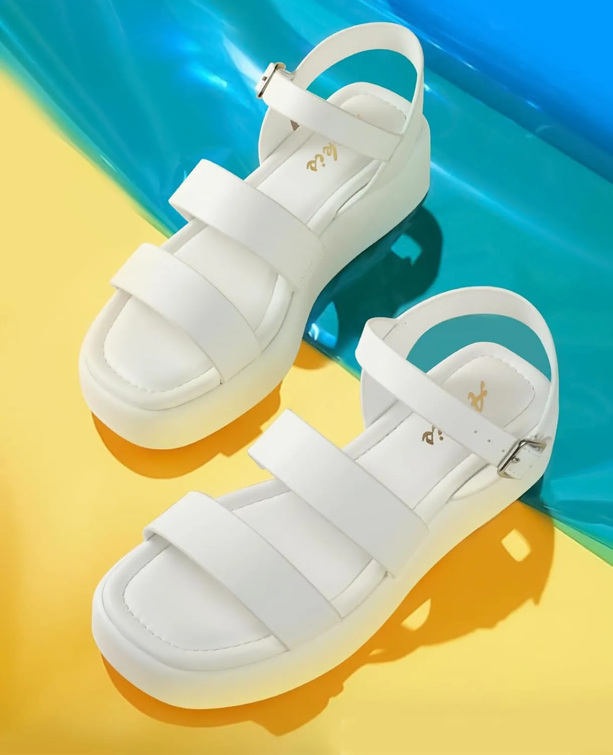 Ankis Platform Sandals Two Bands Open Toe Heeled Sandals with Adjustable Ankle Strap Comfortable and Lightweight Wedge Shoes in Summer