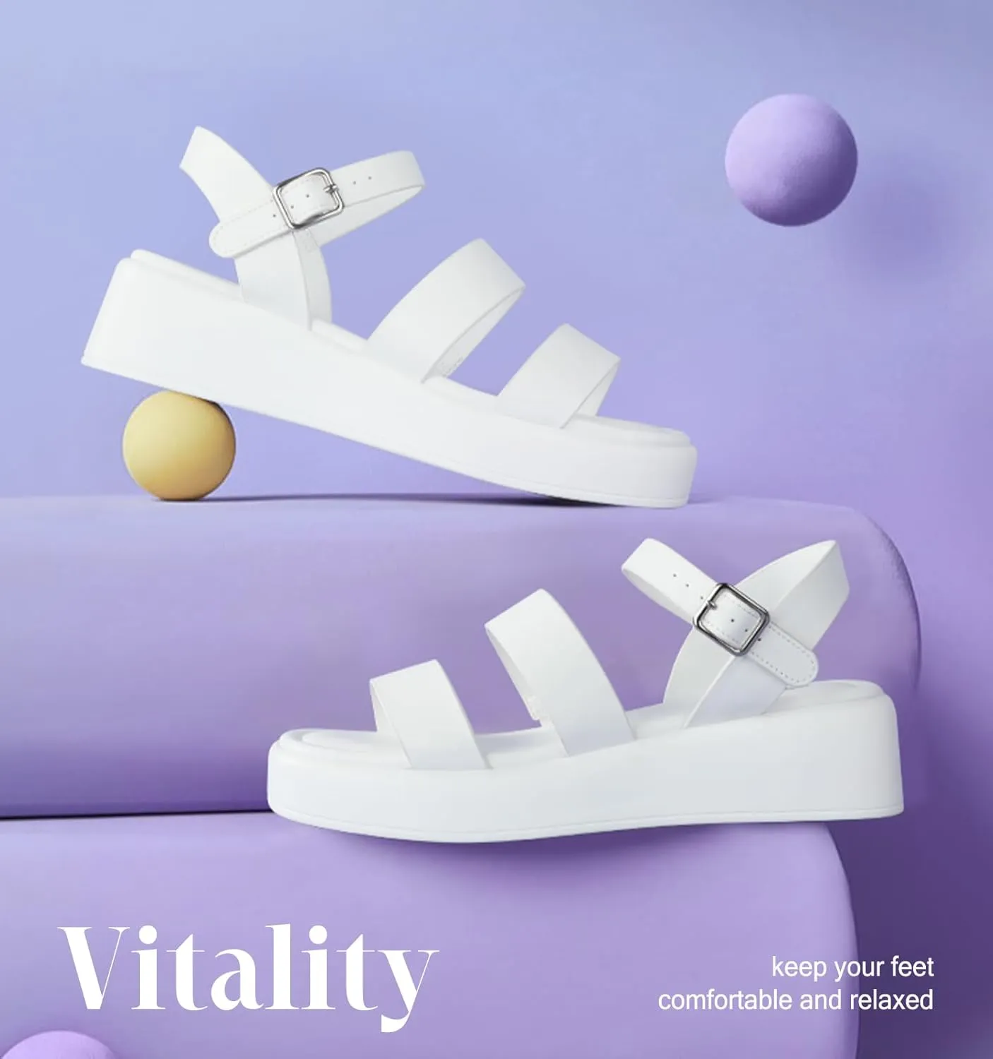 Ankis Platform Sandals Two Bands Open Toe Heeled Sandals with Adjustable Ankle Strap Comfortable and Lightweight Wedge Shoes in Summer