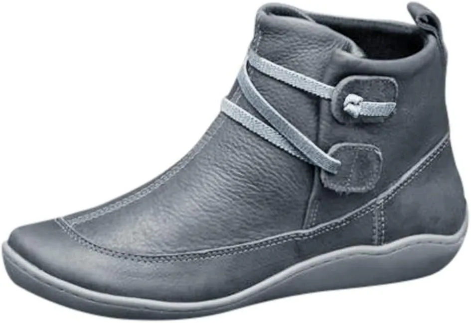 Ankle Booties for Women Flat Heel, Women’s Ankle Boots Fashion Lace-up Waterproof Shoes Vintage Booties Low Heel Arch Support