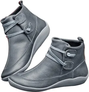 Ankle Booties for Women Flat Heel, Women’s Ankle Boots Fashion Lace-up Waterproof Shoes Vintage Booties Low Heel Arch Support