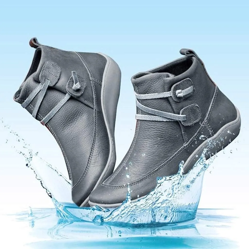 Ankle Booties for Women Flat Heel, Women’s Ankle Boots Fashion Lace-up Waterproof Shoes Vintage Booties Low Heel Arch Support