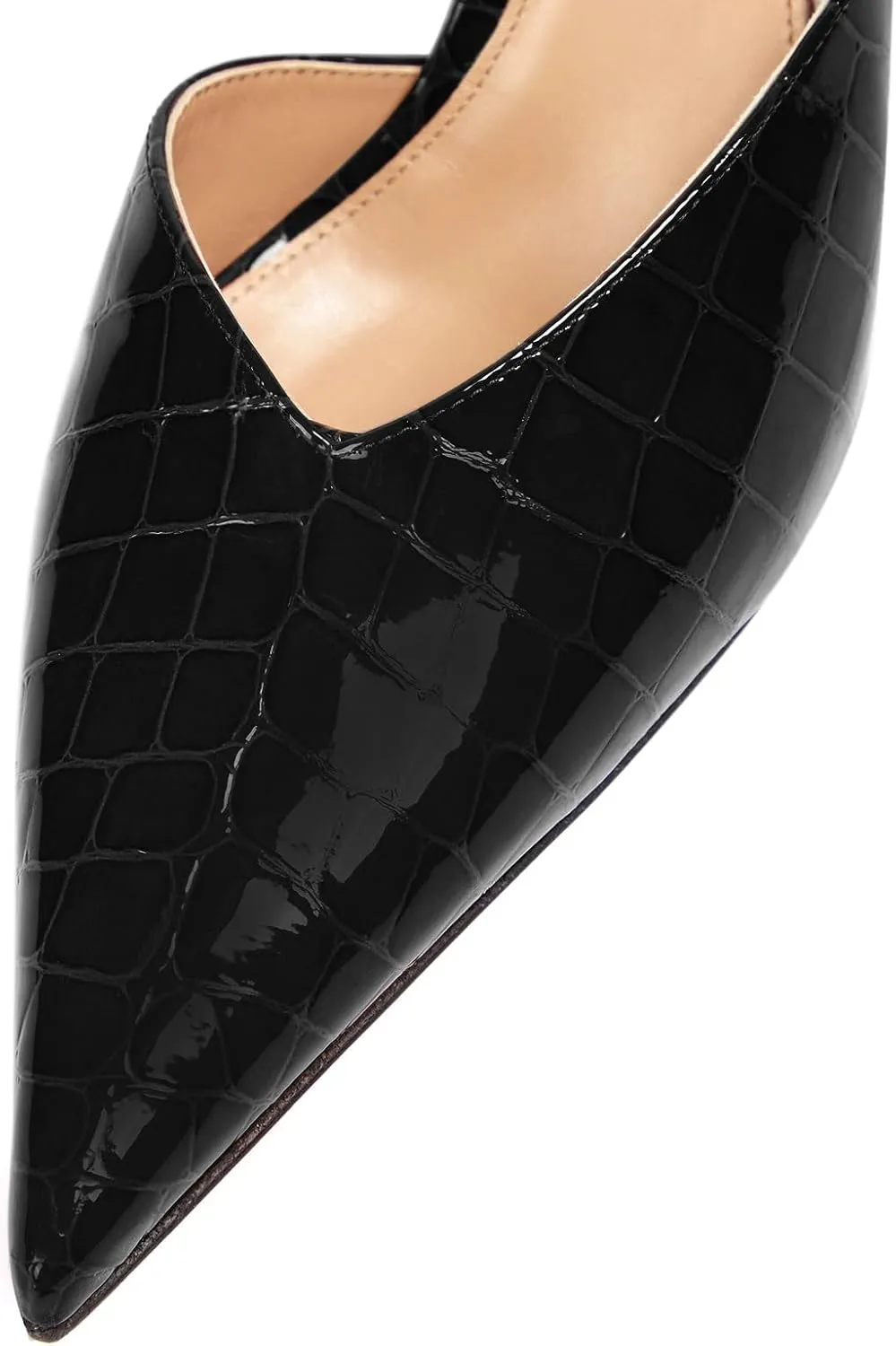 anteikira Women's Pointed Toe Crocodile Heels Stiletto Heel Animal Print Pumps Closed Toe High Heel Mules Party Wedding Fashion Backless Mule Shoes for Women Size 5.5-12US