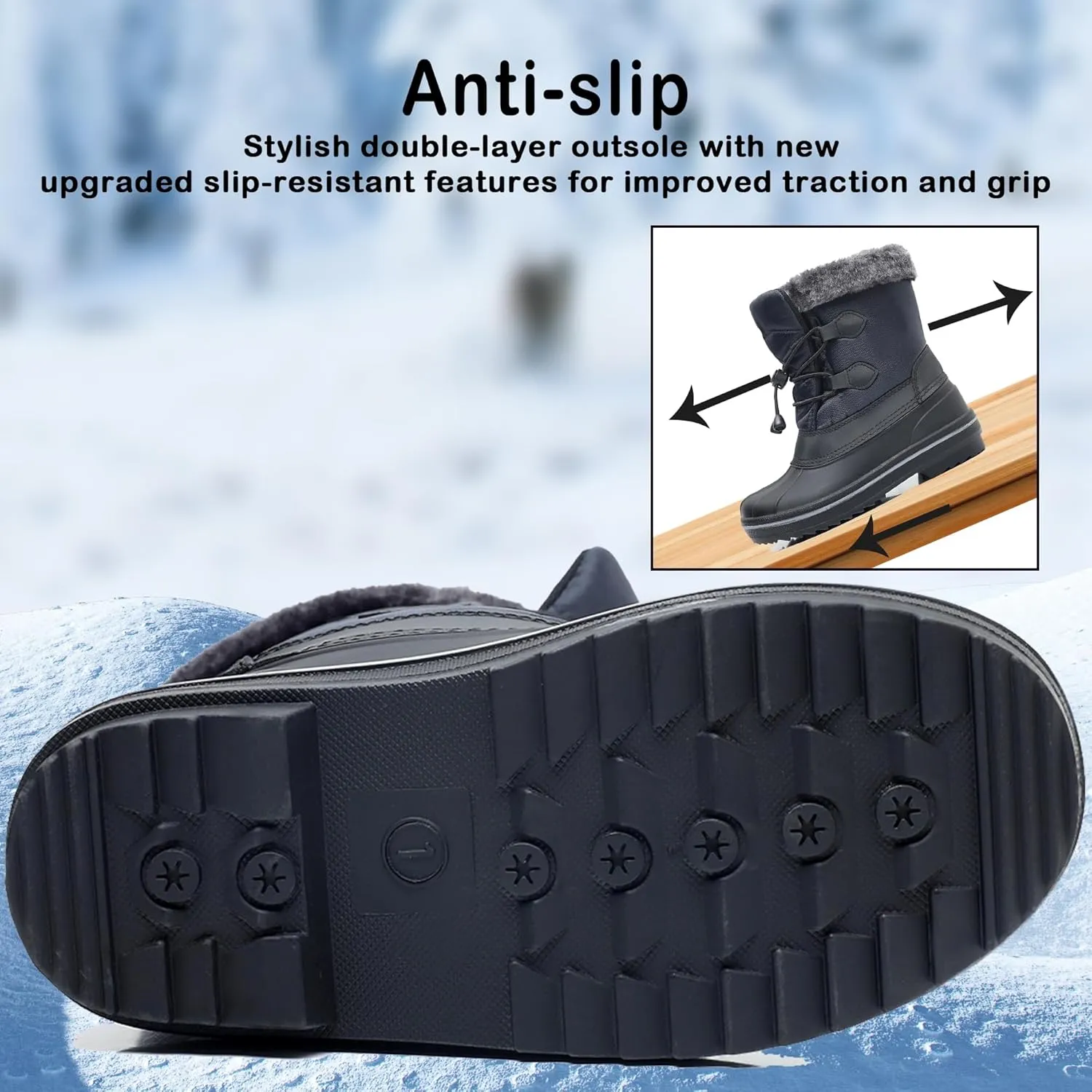 Apakowa Boys Girls Snow Boots Outdoor Slip Resistant Insulated Waterproof Winter Snow Boots (Toddler/Little Kid/Big Kid)