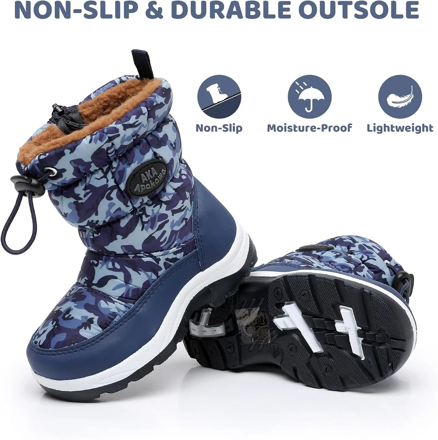 Apakowa Kid's Boys Girls Winter Snow Boots (Toddler/Little Kid)