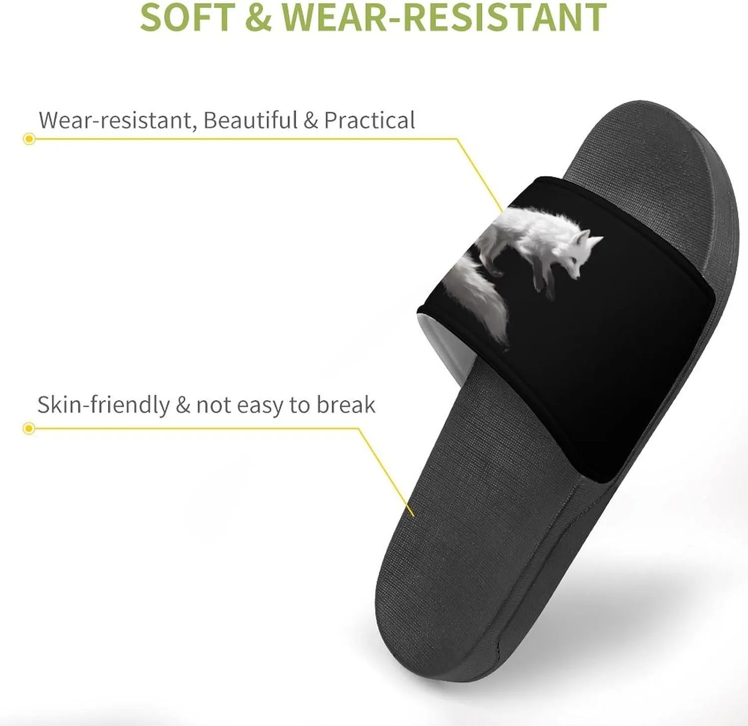 Arc-tic Fox PVC Home Slippers Beach Shower Sandals Summer Non-Slip Outdoor Shoes for Men Women