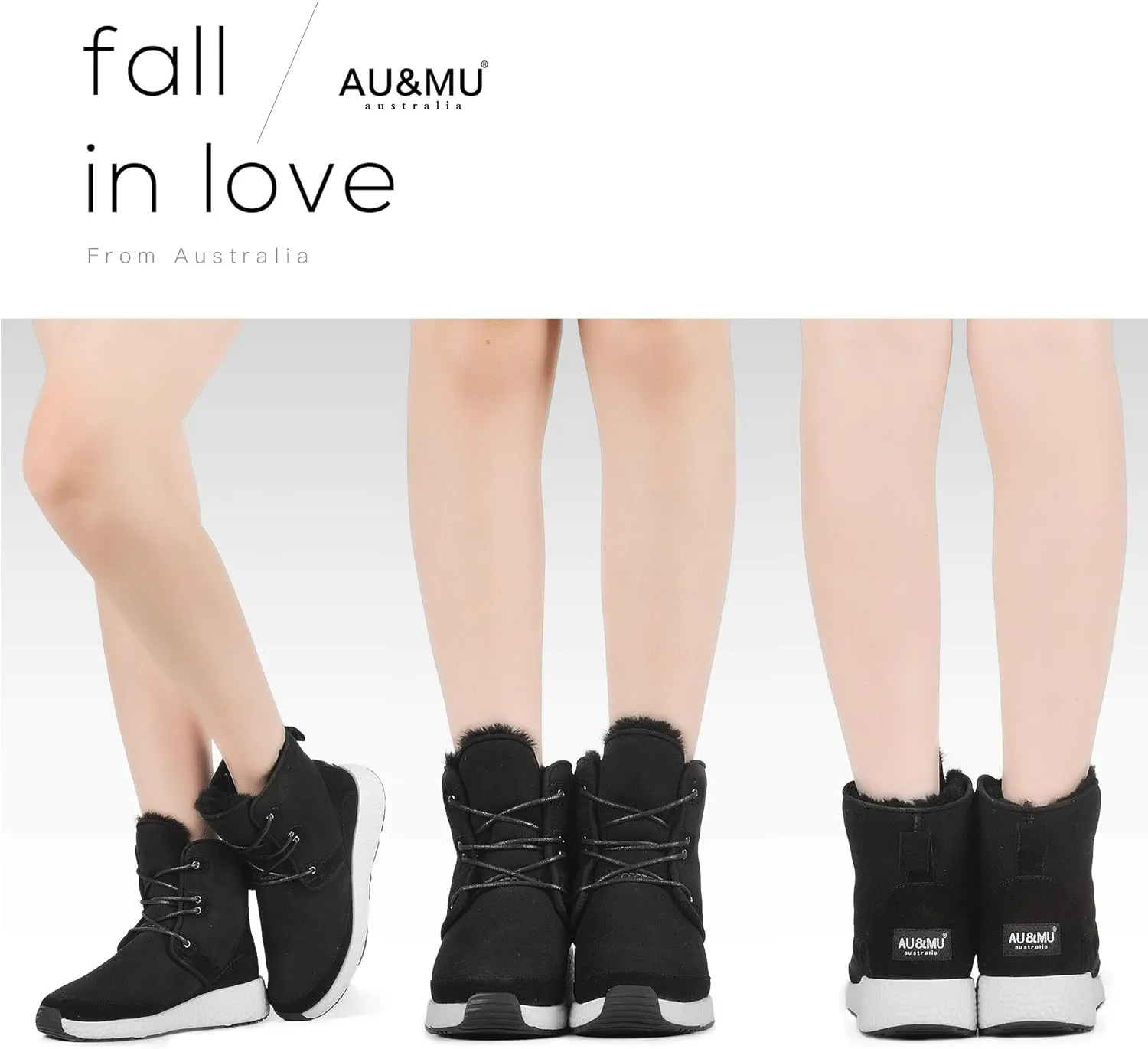 AU&MU Aumu Sheepskin Taurus Metal Buckle Brass Eyelets Suede Upper Laces Winter Snow Boots ……