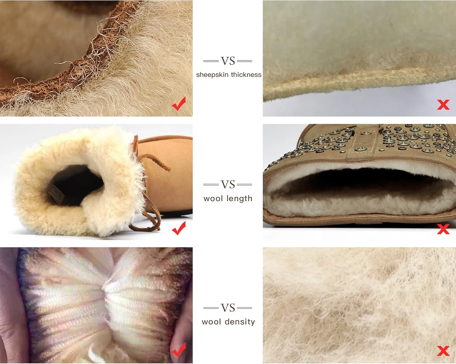 AU&MU Aumu Sheepskin Taurus Metal Buckle Brass Eyelets Suede Upper Laces Winter Snow Boots ……