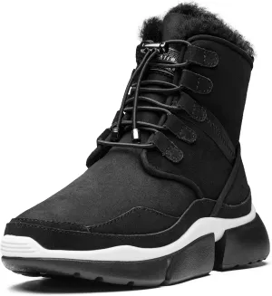 AUMU Retro Metal Buckle Suede Upper Elevator Hidden Heel Lace Up Winter Snow Boots