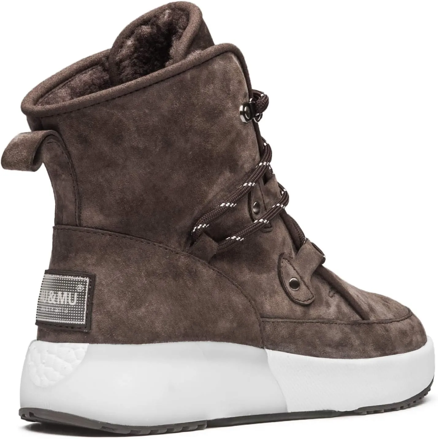 AUMU Taurus Leather Metal Buckle Brass Eyelets Suede Upper Laces Winter Snow Boots…
