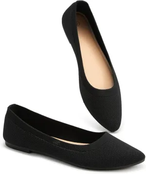 BABUDOG Women's Mesh Flats Shoes Pointed-Toe Dress Shoes Black Flats Shoes Comfortable Memory Foam Flats Shoes