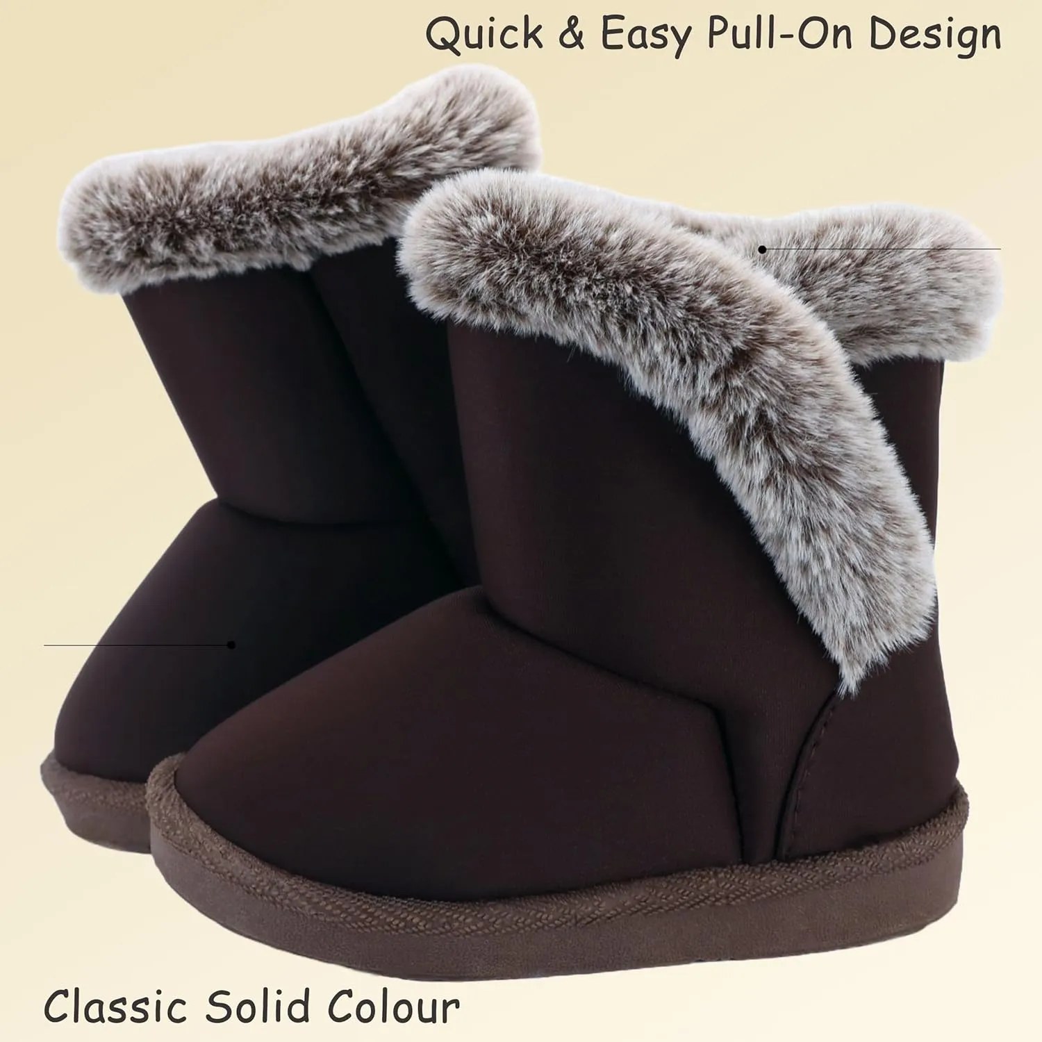 Baby Girls Winter Boots Toddler Kid Fashion Fur Lined Lightweight Warm Snow Boots for Everyday Wear