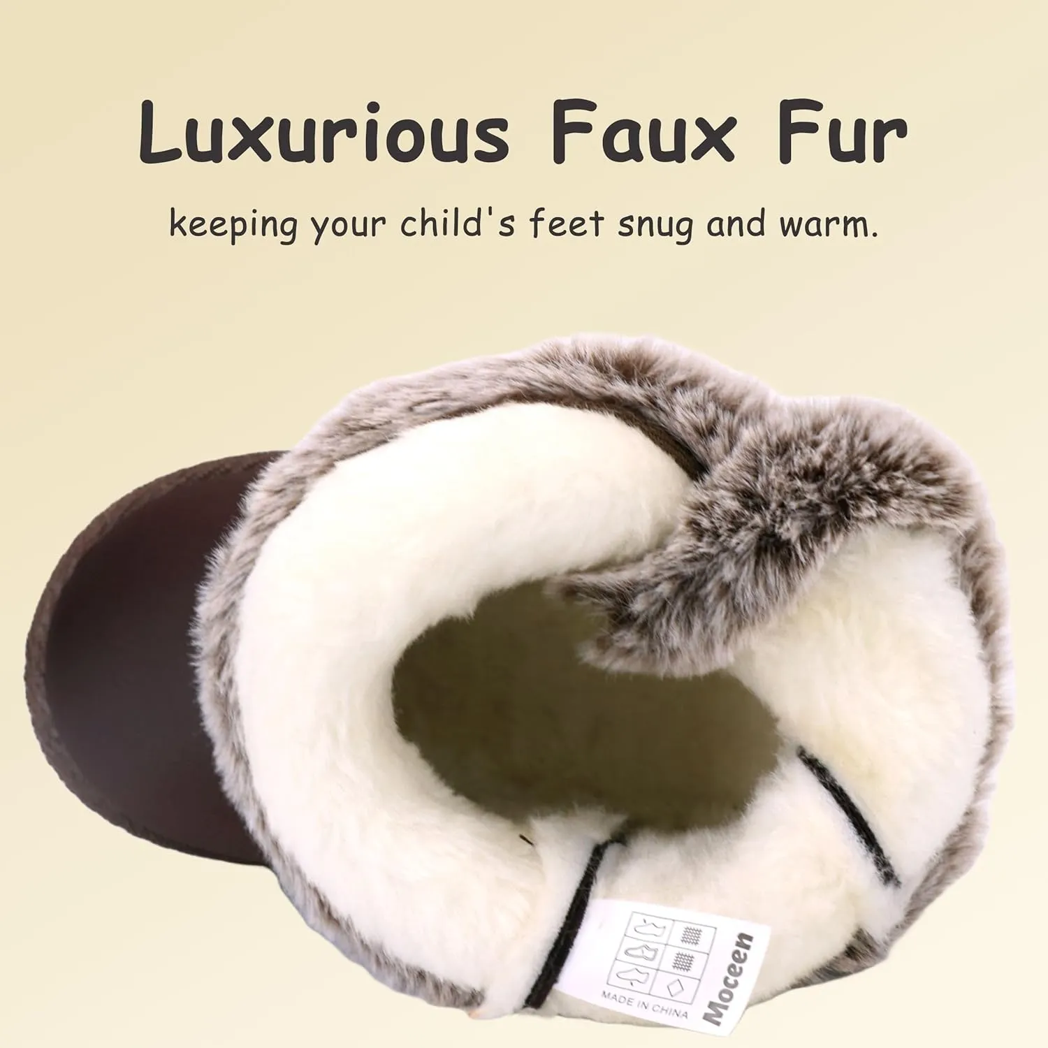 Baby Girls Winter Boots Toddler Kid Fashion Fur Lined Lightweight Warm Snow Boots for Everyday Wear