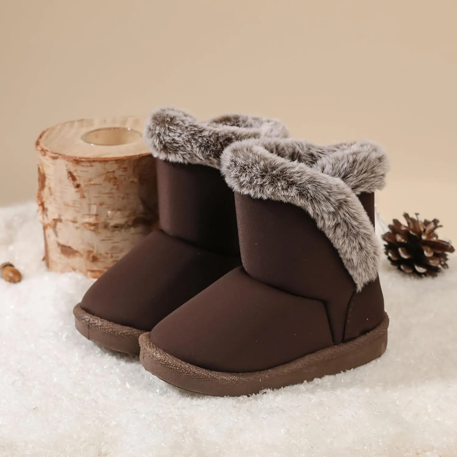 Baby Girls Winter Boots Toddler Kid Fashion Fur Lined Lightweight Warm Snow Boots for Everyday Wear