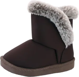 Baby Girls Winter Boots Toddler Kid Fashion Fur Lined Lightweight Warm Snow Boots for Everyday Wear