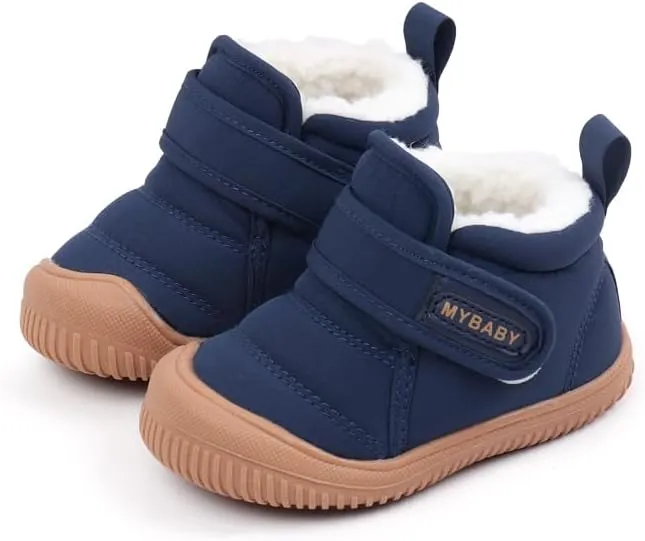 Baby Winter Snow Boots for Toddlers 1-3 Years Anti-Slip Outdoor Booties with Plush Faux Fur Lining, Lightweight & Warm for Boys & Girls
