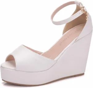 bbruriy Sandals for Women, Platform Ankle Strap Womens Sandals Open Toe Espadrille Wedge Sandals Casual Summer Womens Dress Shoes