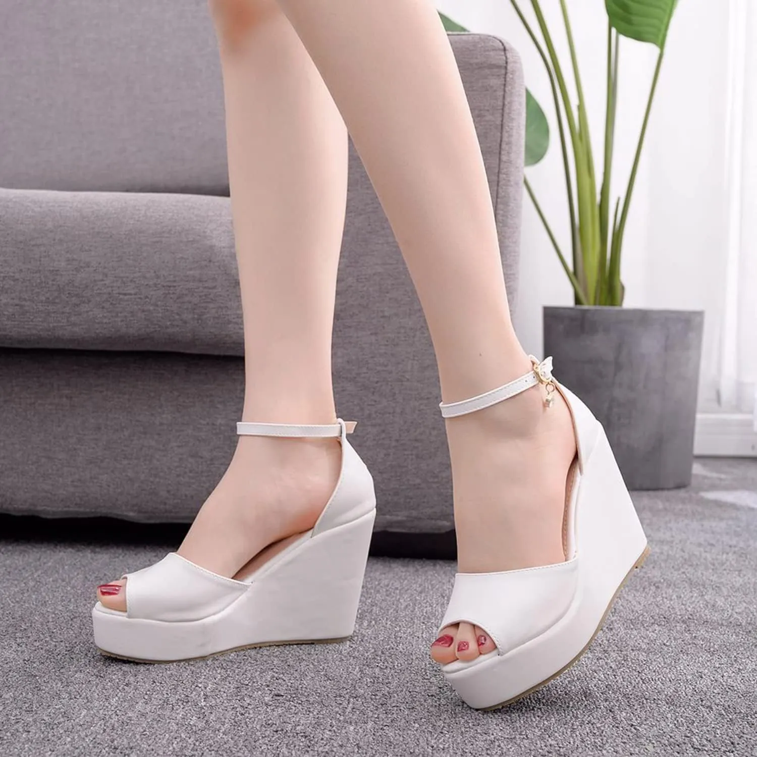 bbruriy Sandals for Women, Platform Ankle Strap Womens Sandals Open Toe Espadrille Wedge Sandals Casual Summer Womens Dress Shoes