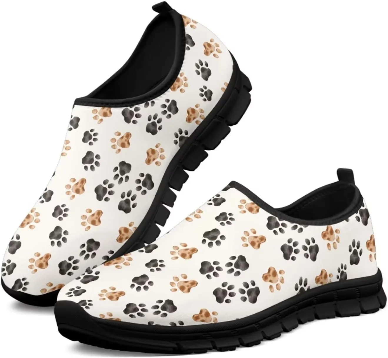 Binienty Printed Slip on Loafers for Women Work Breathable Mesh Barefoot No Laces Running Hiking Tennis Shoe