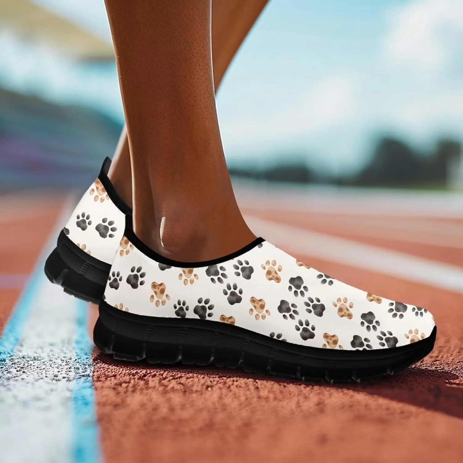 Binienty Printed Slip on Loafers for Women Work Breathable Mesh Barefoot No Laces Running Hiking Tennis Shoe