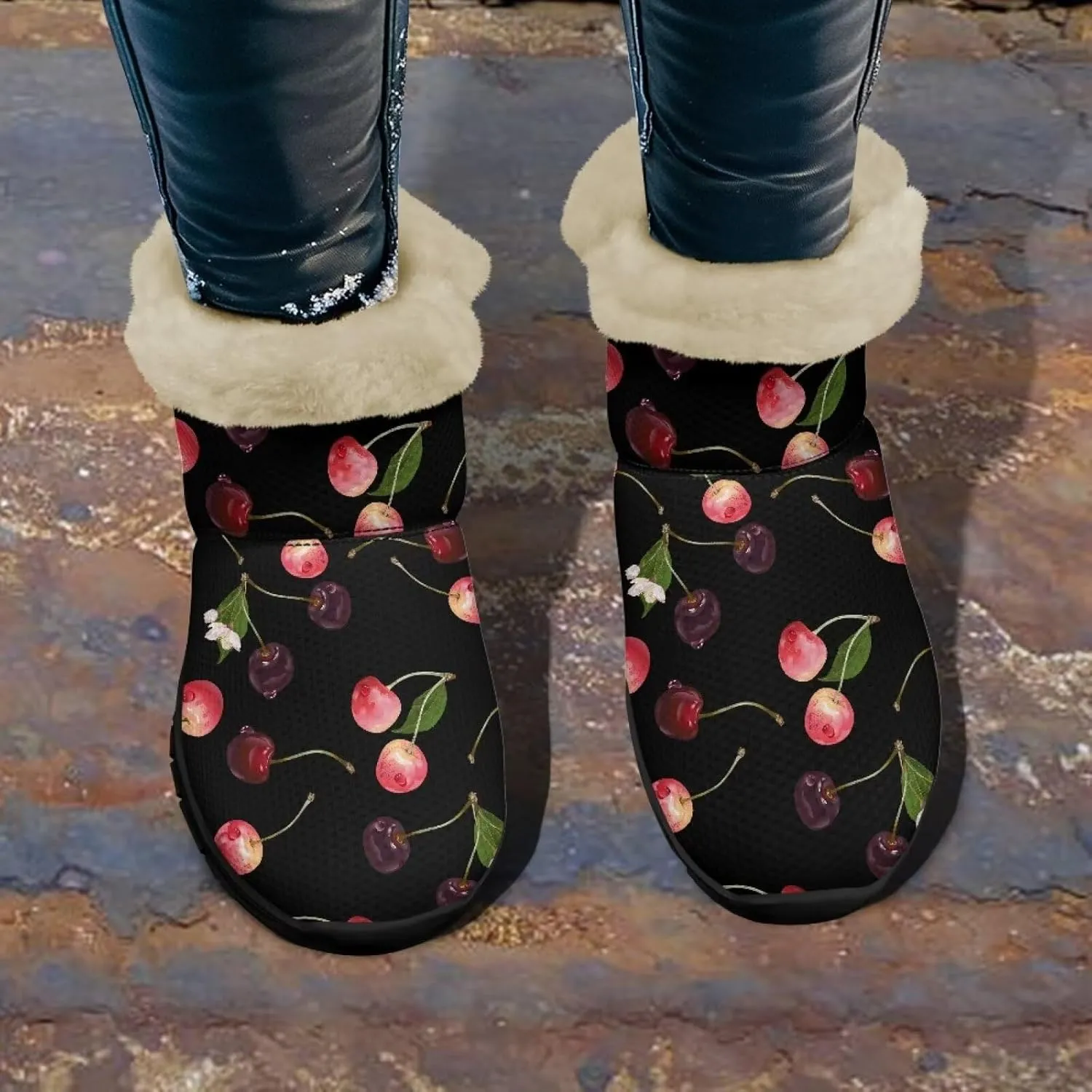 Binienty Winter Snow Boots for Women Comfy Ankle Booties Fur Flannel Lined Warm Walking Boots