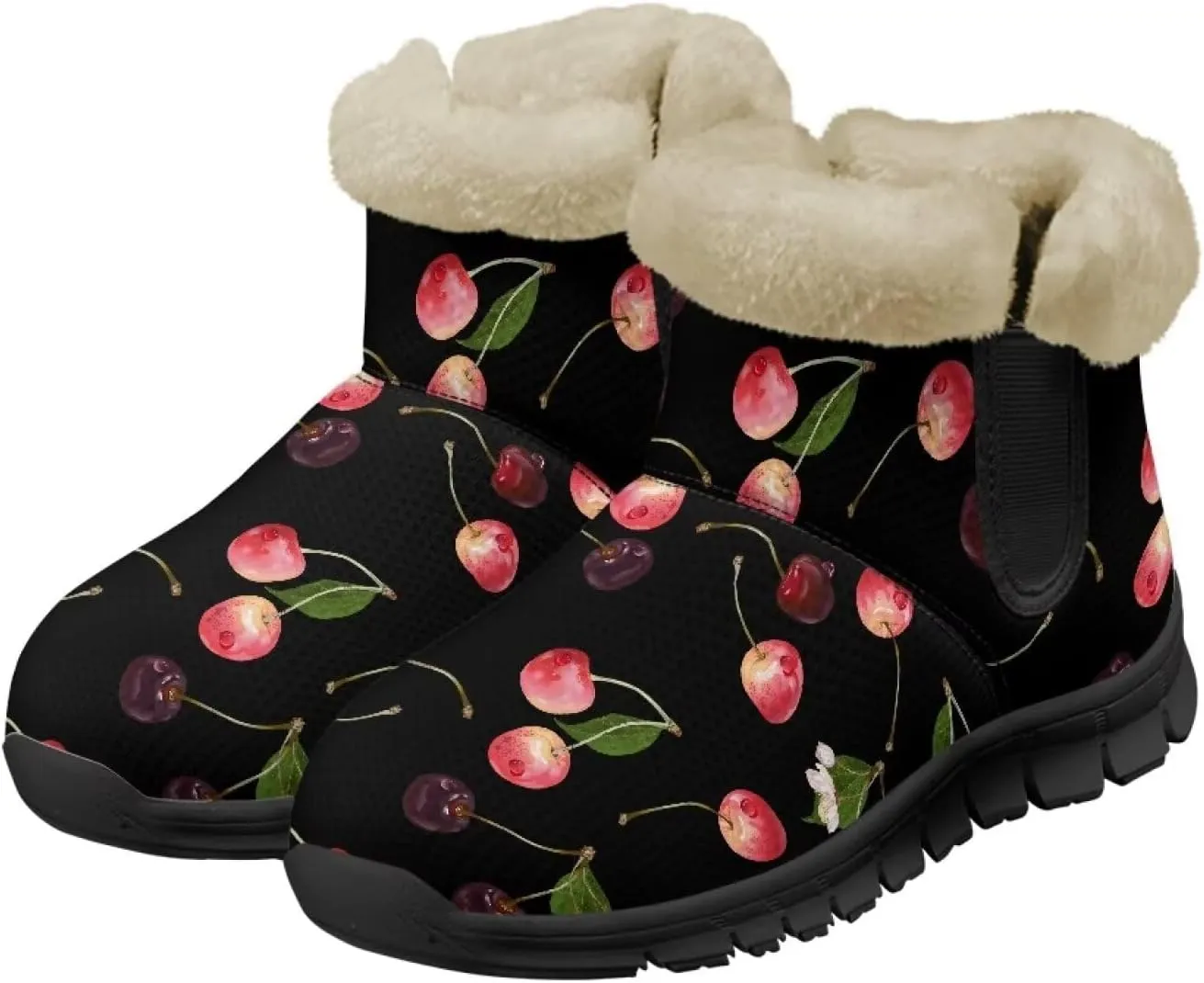 Binienty Winter Snow Boots for Women Comfy Ankle Booties Fur Flannel Lined Warm Walking Boots