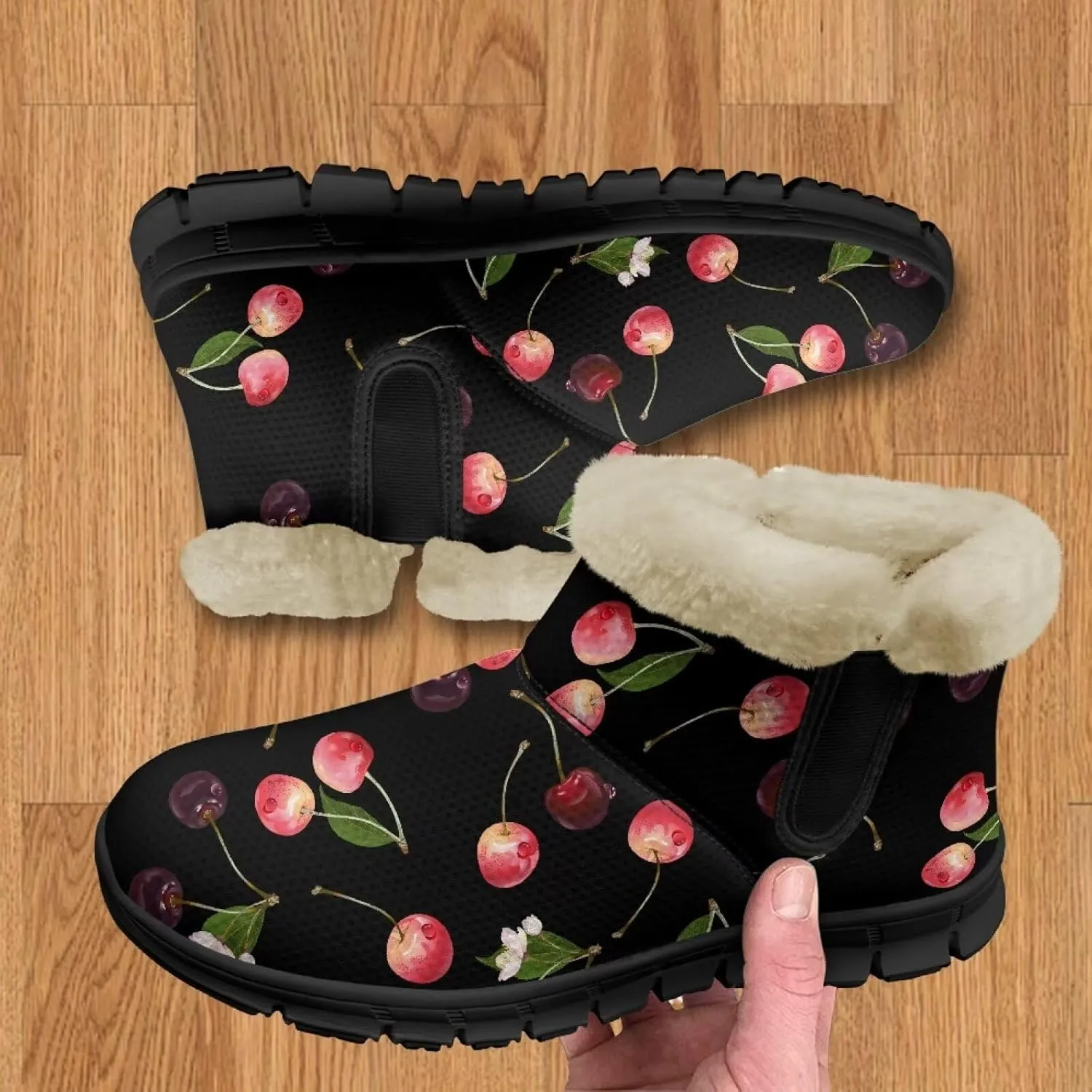 Binienty Winter Snow Boots for Women Comfy Ankle Booties Fur Flannel Lined Warm Walking Boots