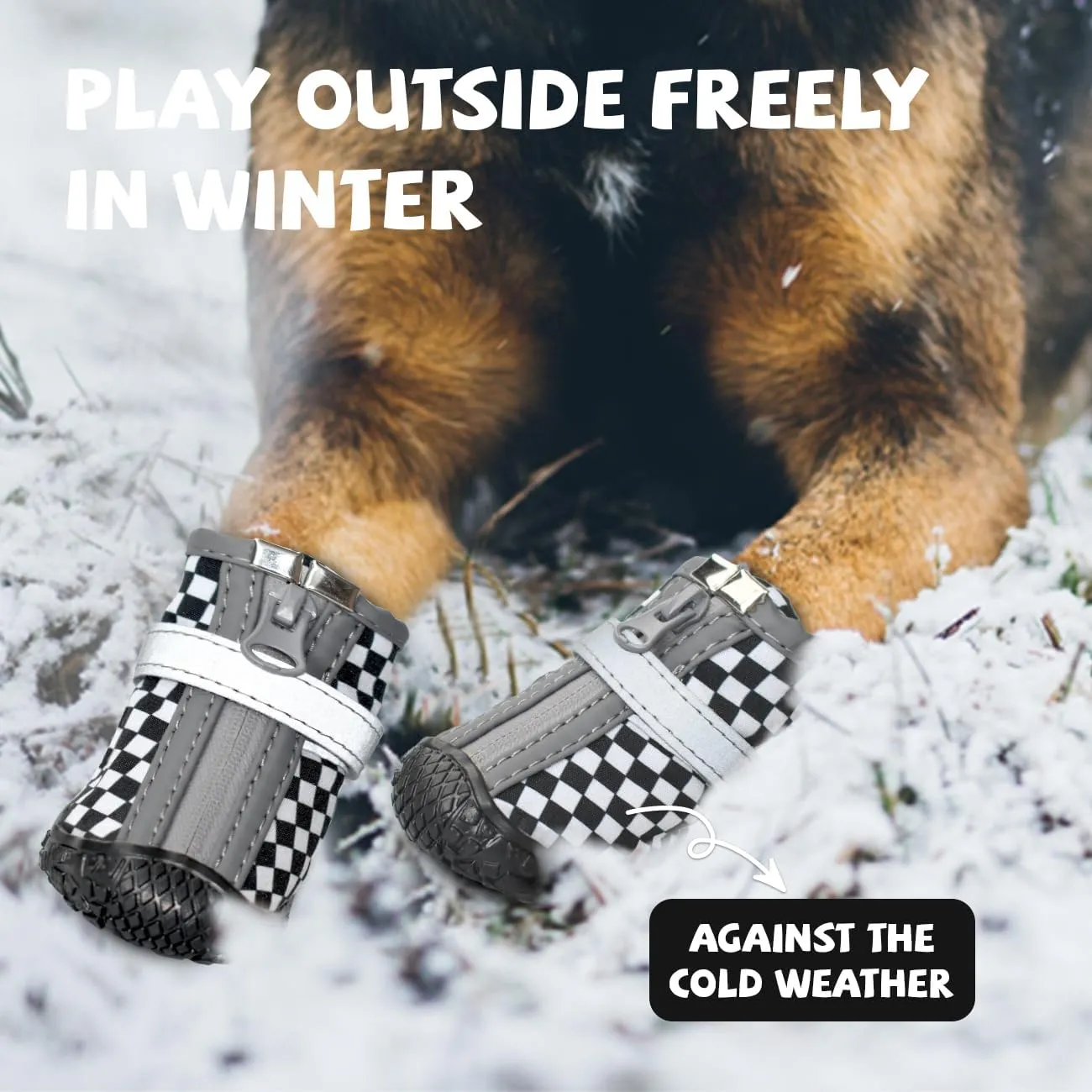 Black Dog Shoes for Small Dogs, Anti-Slip Dog Boots with Reflective Strips, Puppy Paw Protectors for Ourdoor Indoor Walking Winter Snow Summer Hot Pavement, Waterproof in Rainy Weather 4PCS/Set