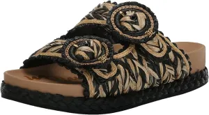 Black/Multi Flat Rounded Low-cost Worldwide availability On Slip Reina Toe Espadrilles Sam Open Edelman Sandals