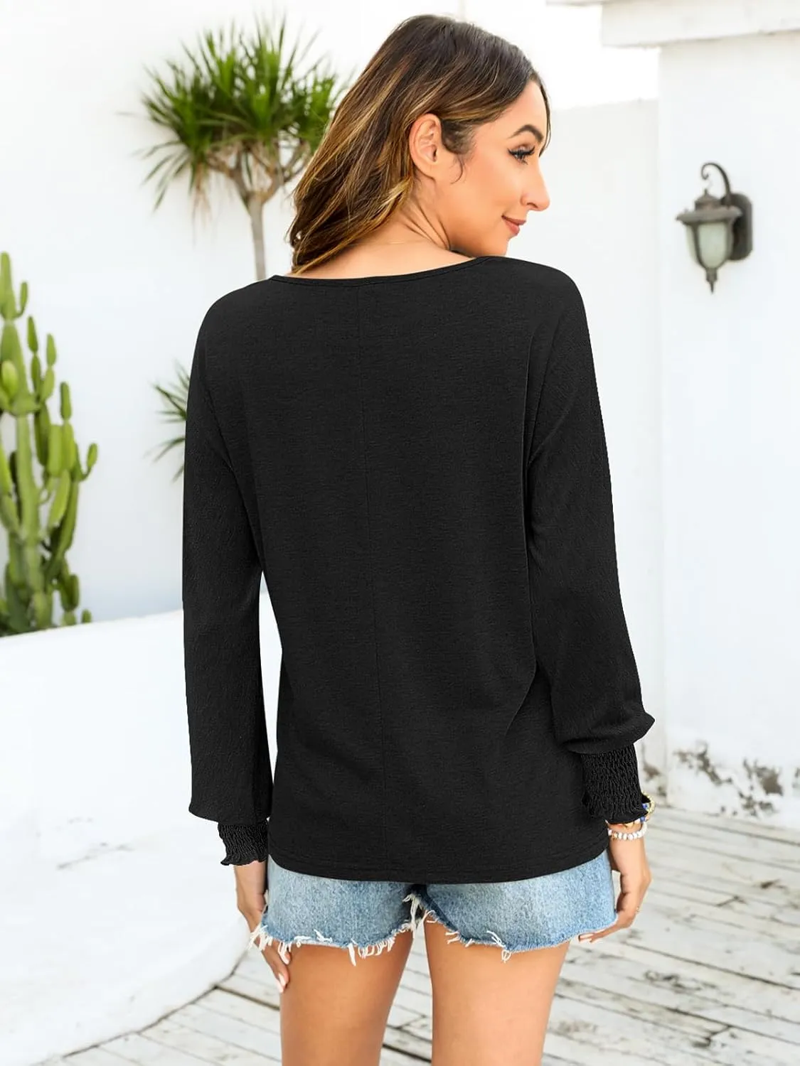 Bluetime Womens Long Sleeve Tops Crew Neck Casual T Shirts Loose Basic Tee Blouse