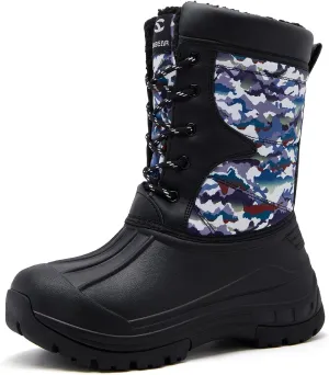 BODATU Boys' Waterproof Winter Snow Boots with Insulation for Cold Weather