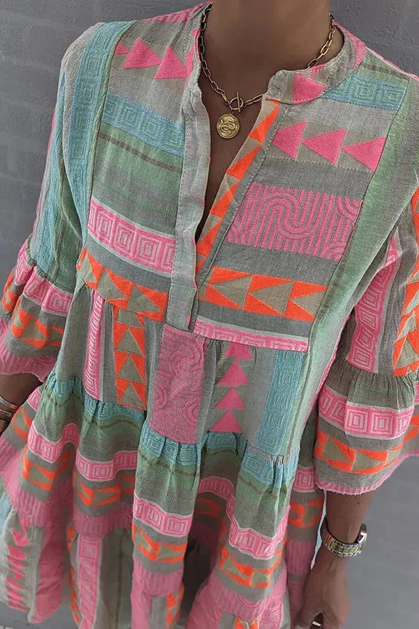 Boho Striped Dress | Cotton Blend | Vibrant and Breezy