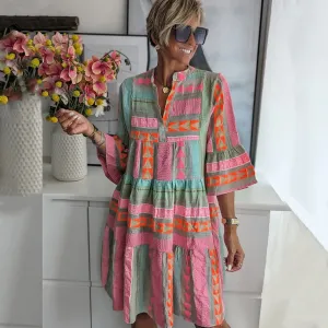 Boho Striped Dress | Cotton Blend | Vibrant and Breezy