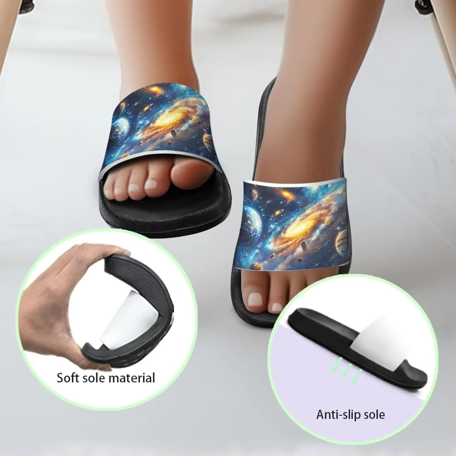 Boys Beach Sandals Lightweight Slides for Kids Shower Shoes