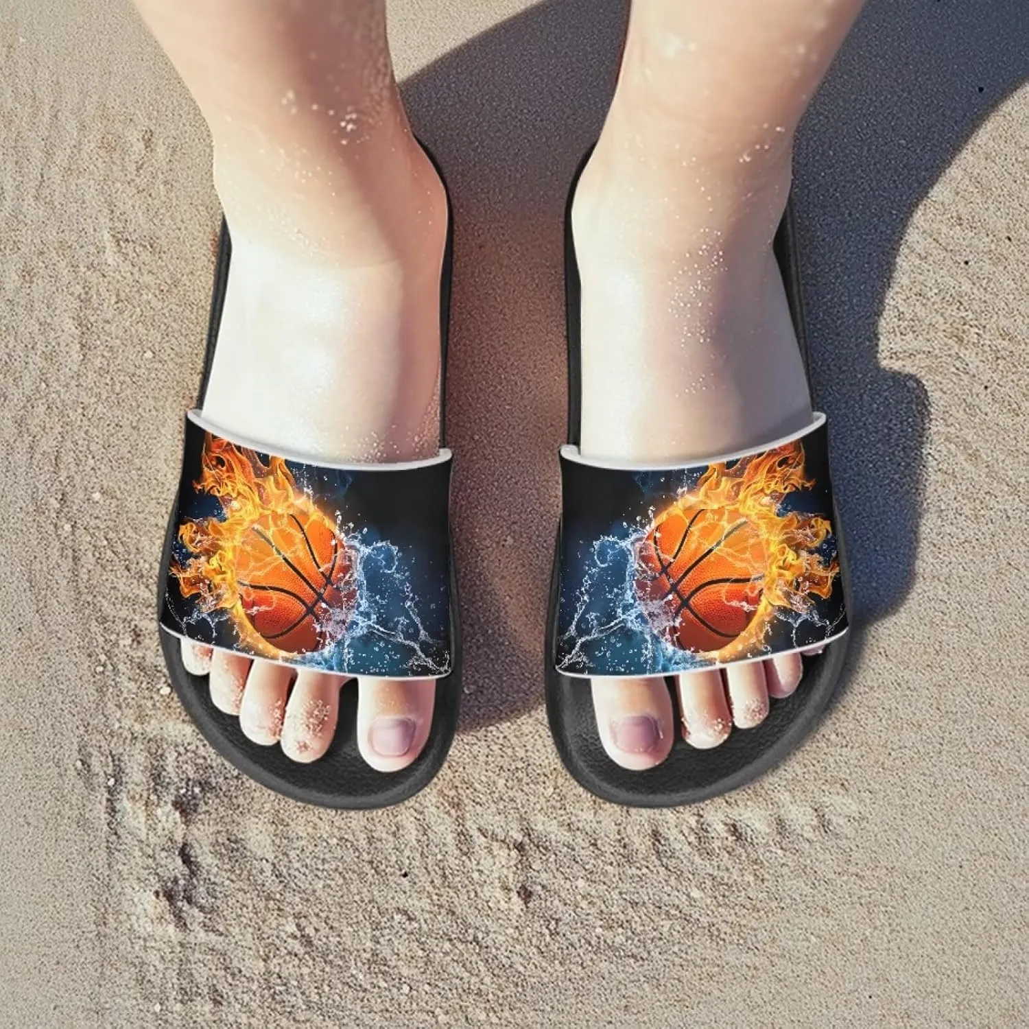 Boys Beach Sandals Lightweight Slides for Kids Shower Shoes