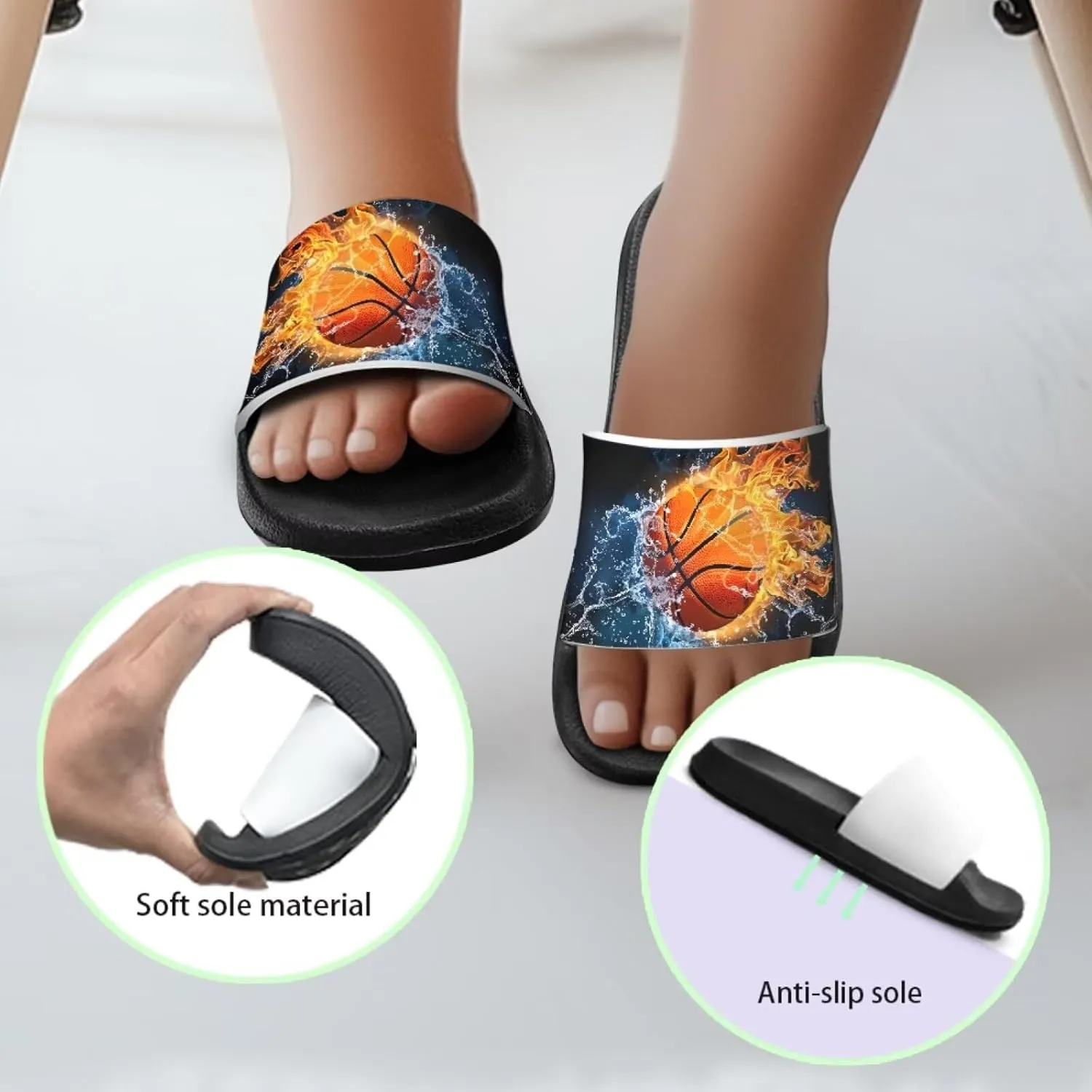 Boys Beach Sandals Lightweight Slides for Kids Shower Shoes